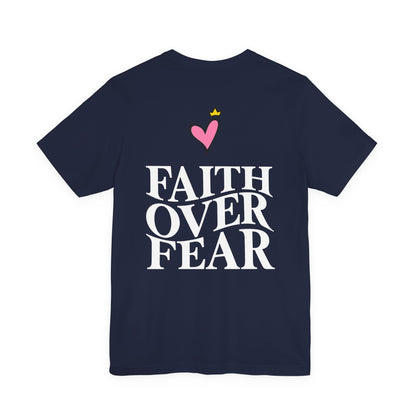Faith Over Fear T-Shirt — "Saved by Grace" Christian Tee (Heart & Crown)