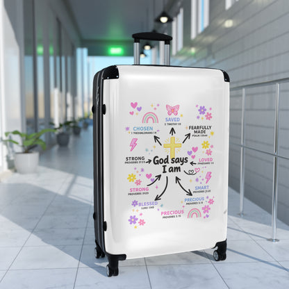Suitcase — "God Says I Am" Inspirational Carry-On Luggage