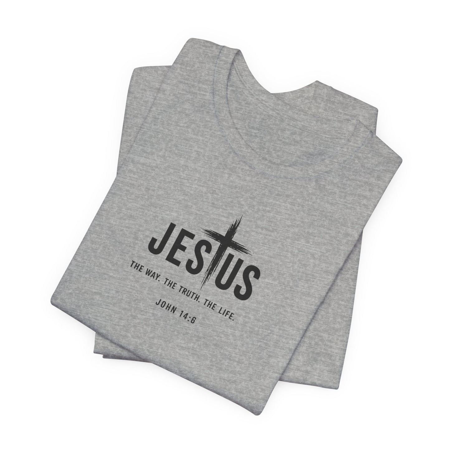 Faith Over Everything Christian Tee — "Jesus" Cross Design, John 14:6 Inspirational Shirt
