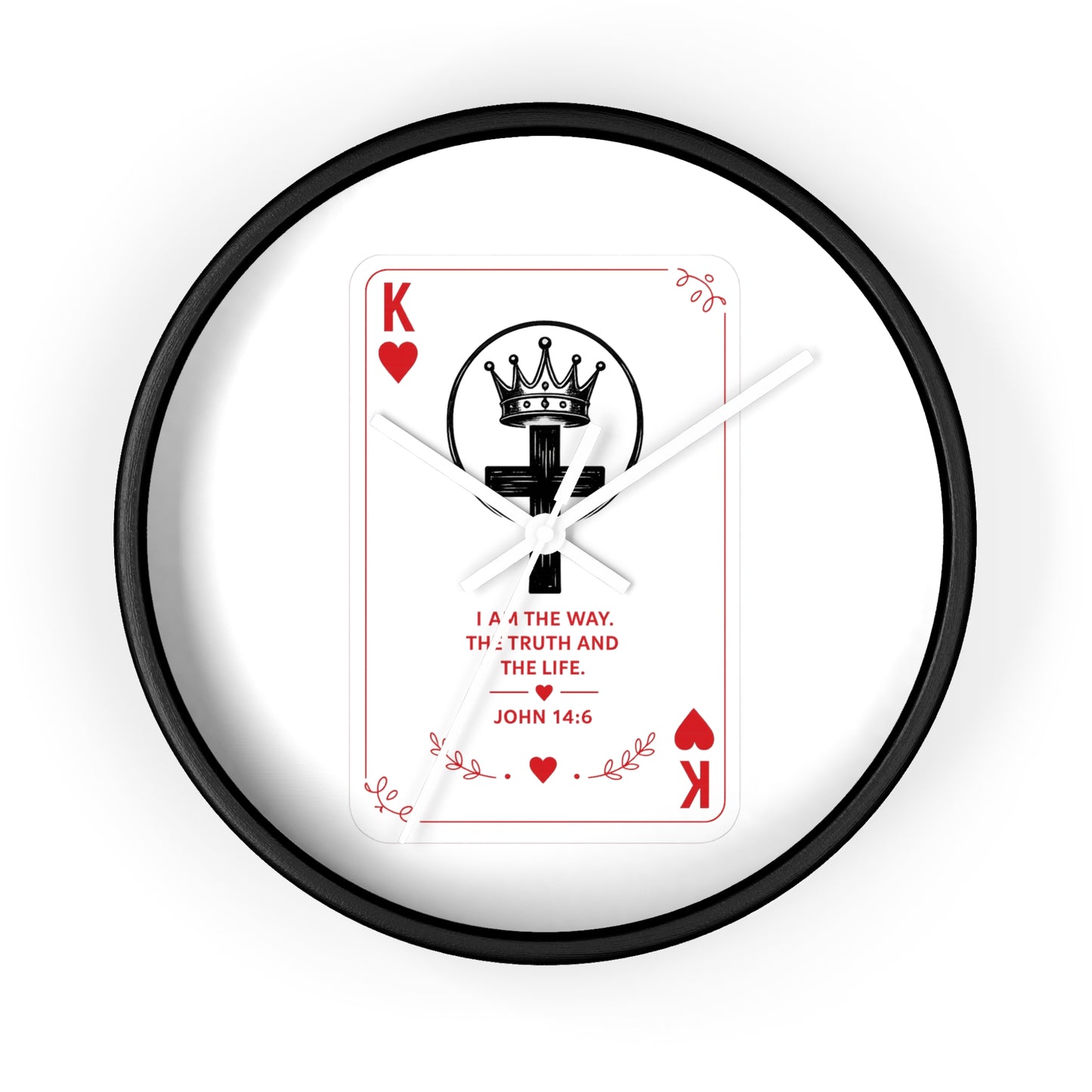 King of Hearts Christian Wall Clock — John 14:6 Playing Card Design