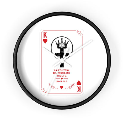 King of Hearts Christian Wall Clock — John 14:6 Playing Card Design
