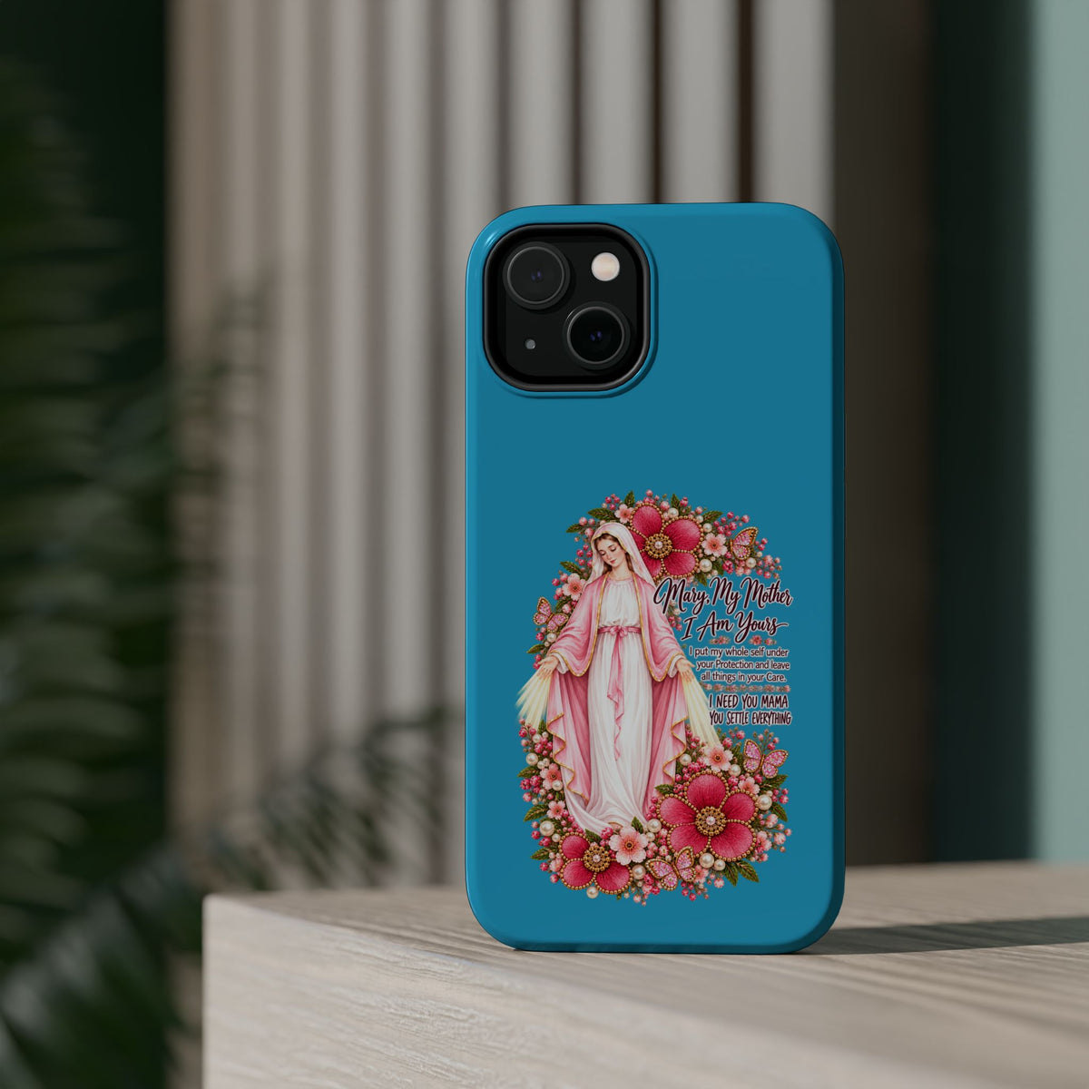 Religious Floral Phone Case — 'Blessed Virgin' Magnetic Impact-Resistant Case