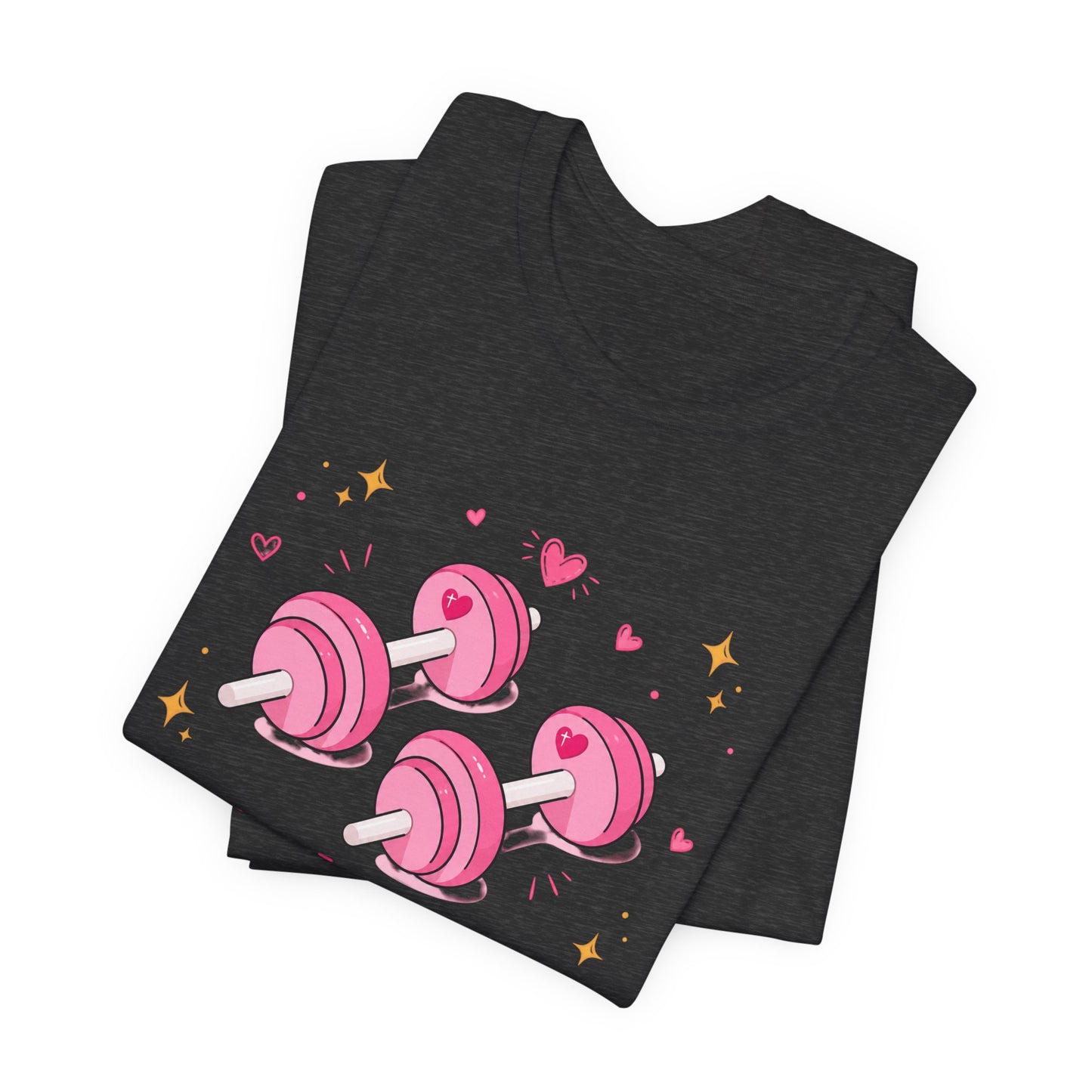 Christian Fitness T-Shirt — “The Joy of the Lord is My Strength” Pink Dumbbells Tee