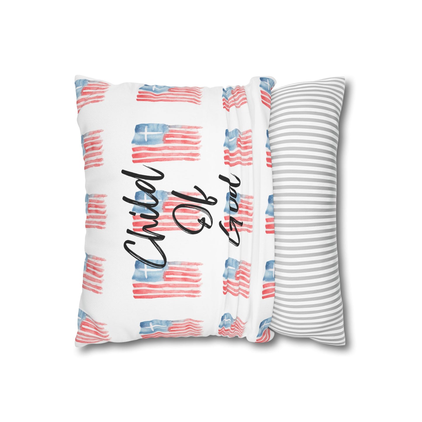 Blessed The Lord Pillowcase — Patriotic Psalm 33:12 Square Throw Pillow