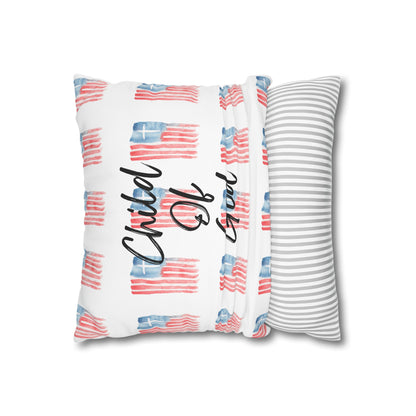 Blessed The Lord Pillowcase — Patriotic Psalm 33:12 Square Throw Pillow