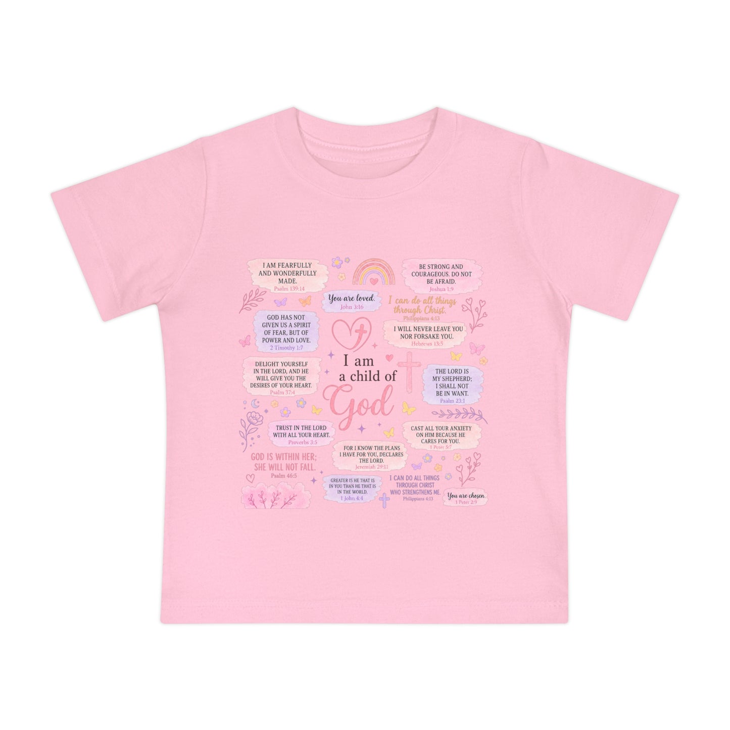 Baby T-Shirt — 'I Am a Child of God' Christian Infant Tee (Romans 8:31, Patriotic Bow Back)