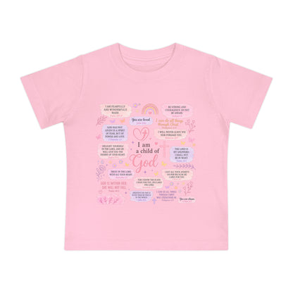 Baby T-Shirt — 'I Am a Child of God' Christian Infant Tee (Romans 8:31, Patriotic Bow Back)