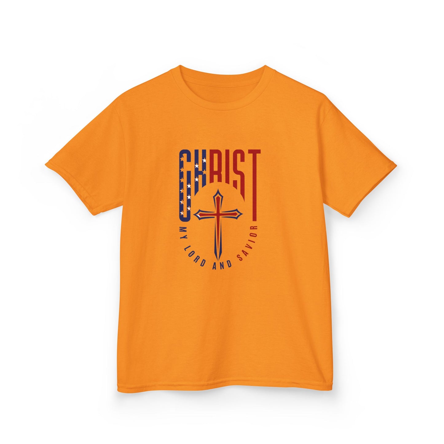 Kids Christian T-Shirt — "Christ Lives Our Hope" Patriotic Cross Tee