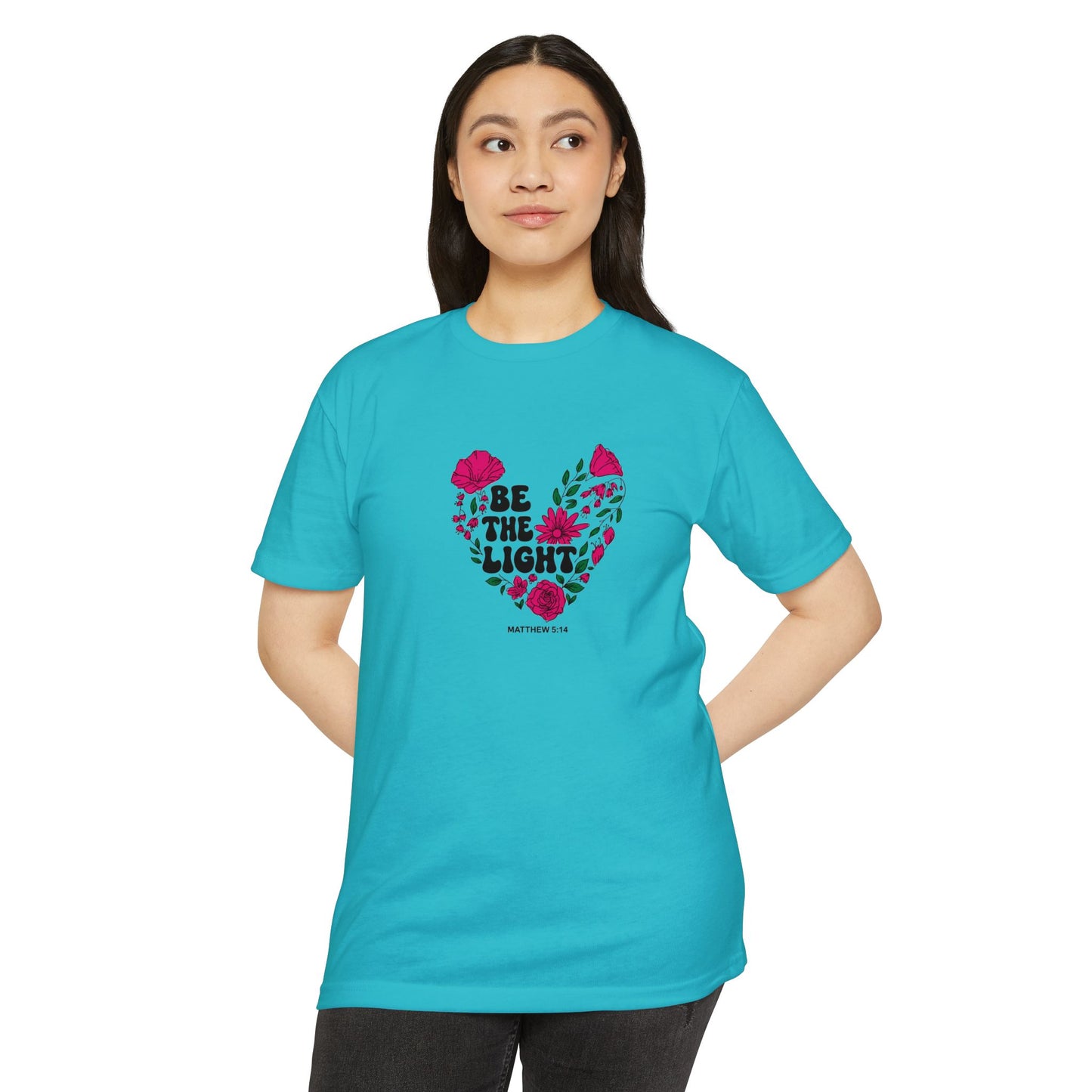Be The Light Floral T-Shirt — Matthew 5:14 Inspirational Tee