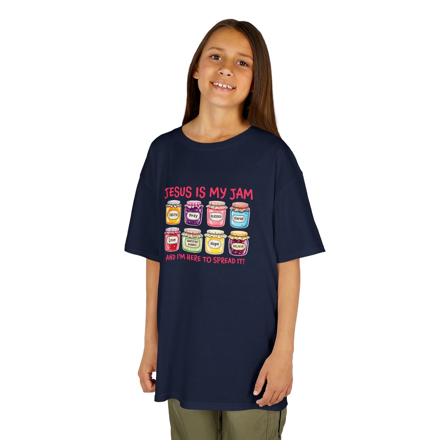 Kids T‑Shirt — "Jesus Is My Jam" Cute Jam Jar Graphic Christian Tee