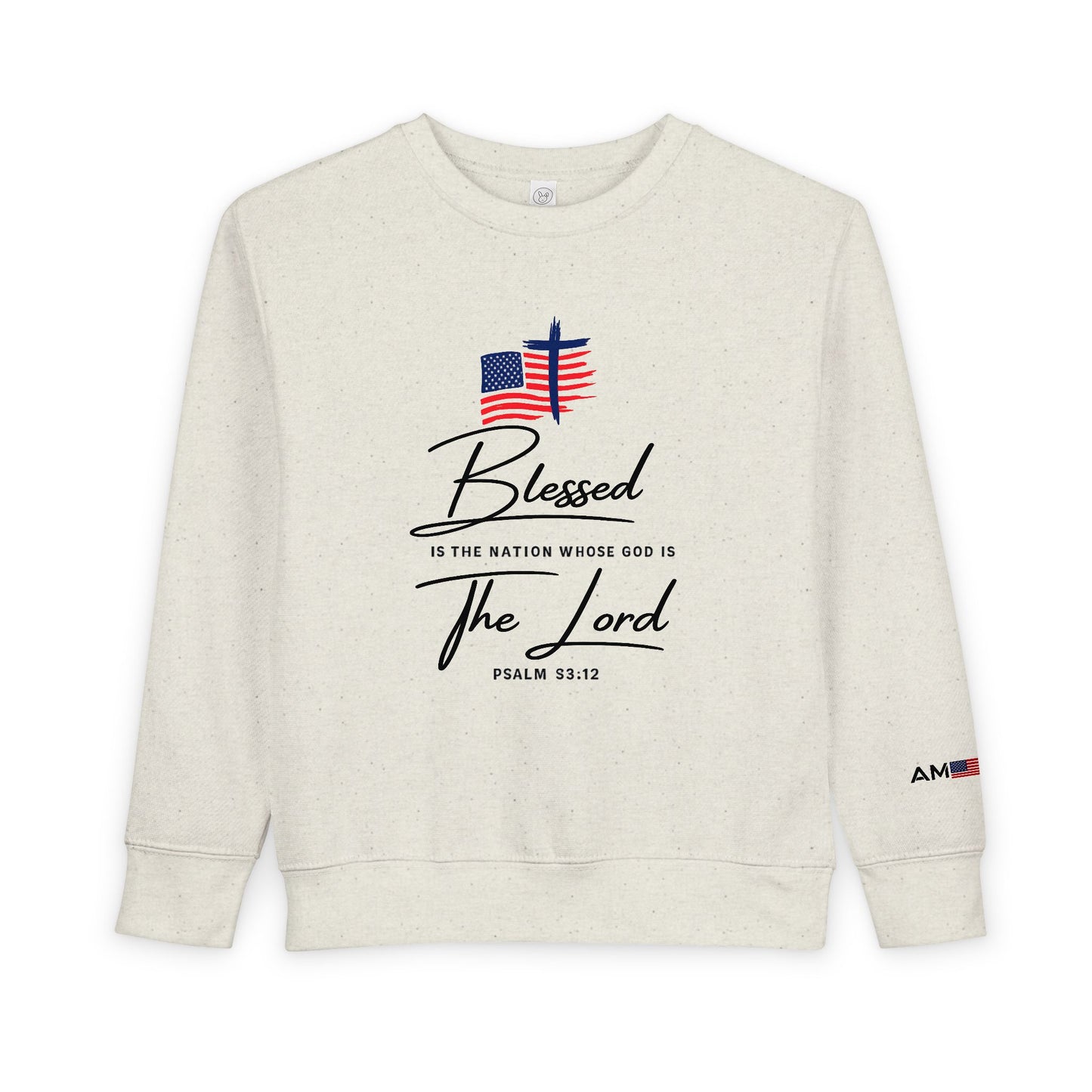 Toddler Sweatshirt - "Blessed is the Nation" Patriotic Christian Kids Crewneck