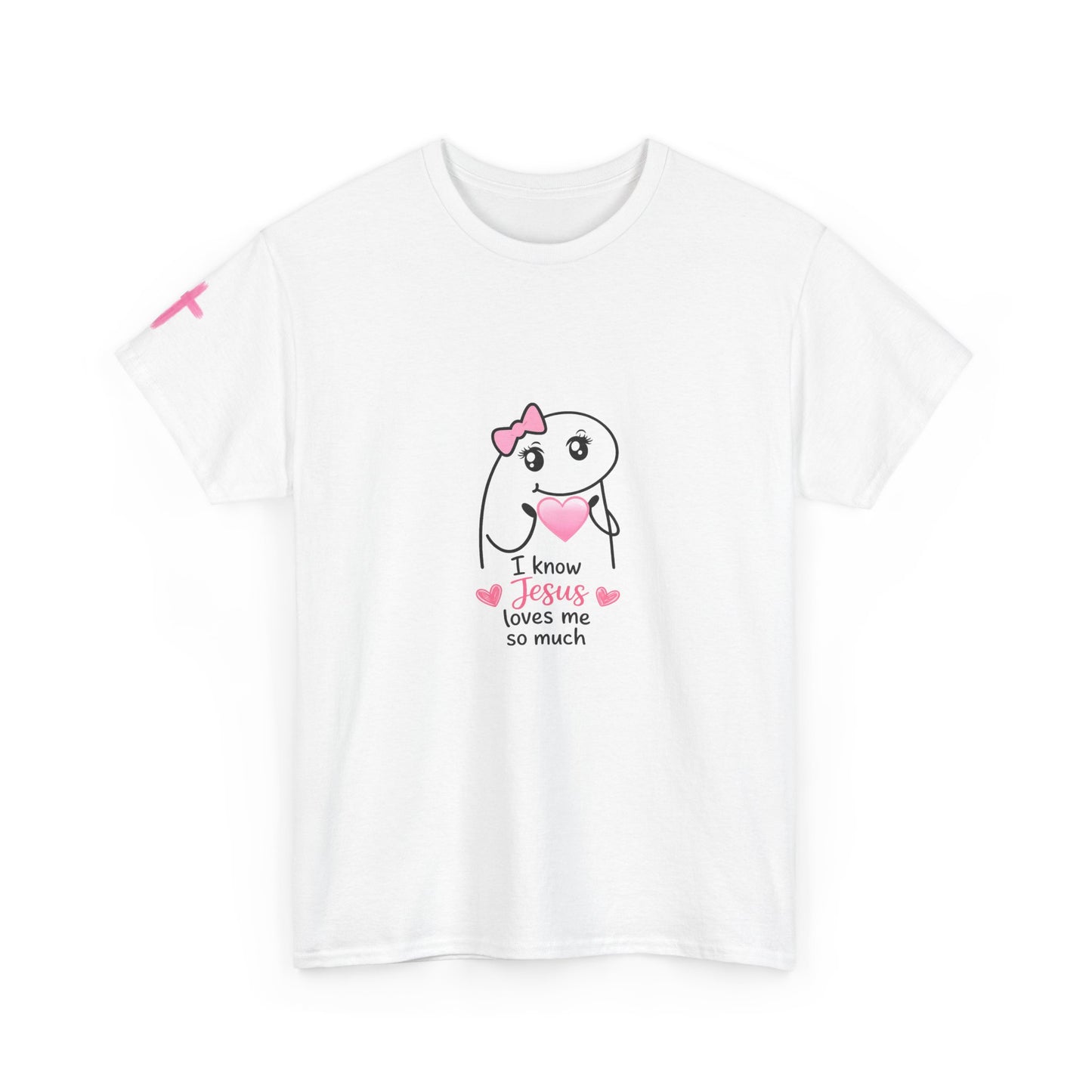She Is Worthy T-Shirt — "I Know Jesus Loves Me" Pink Bow Christian Tee (Proverbs 31)
