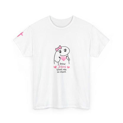 She Is Worthy T-Shirt — "I Know Jesus Loves Me" Pink Bow Christian Tee (Proverbs 31)