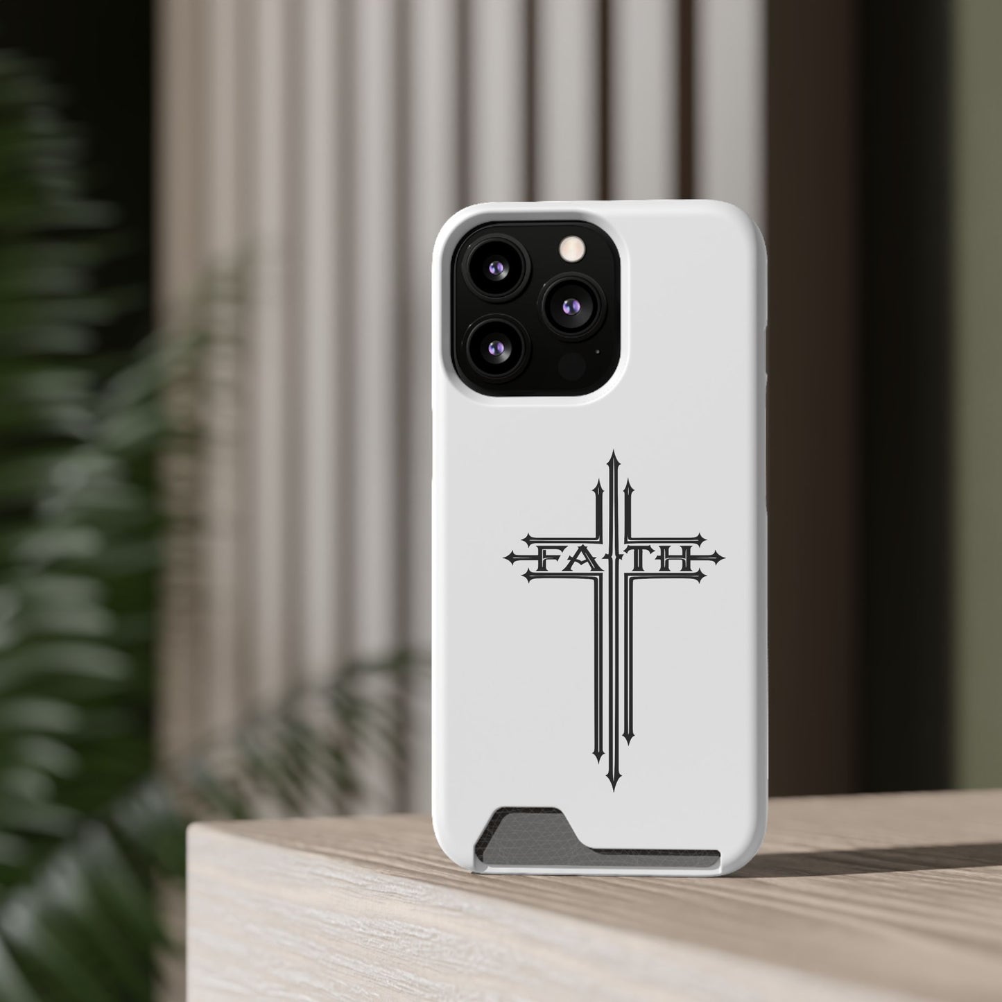 Faith Cross Phone Case with Card Holder — Slim Protective Wallet Case