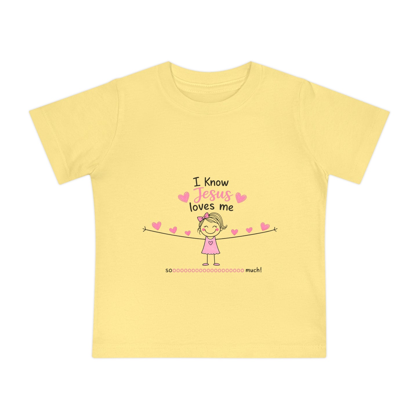 Baby T-Shirt - "I Know Jesus Loves Me" Pink Hearts Christian Infant Tee