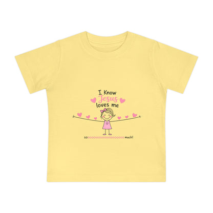 Baby T-Shirt - "I Know Jesus Loves Me" Pink Hearts Christian Infant Tee