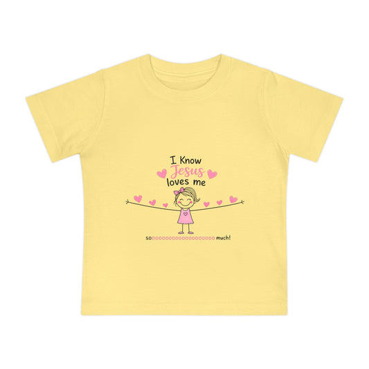 Baby T-Shirt - "I Know Jesus Loves Me" Pink Hearts Christian Infant Tee