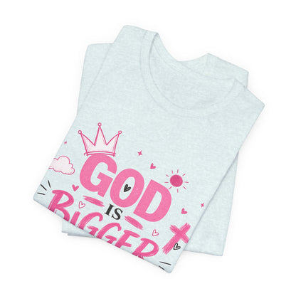 God Is Bigger Than Your Fear T-Shirt — Inspirational Christian Faith Tee (Pink Butterfly Design)