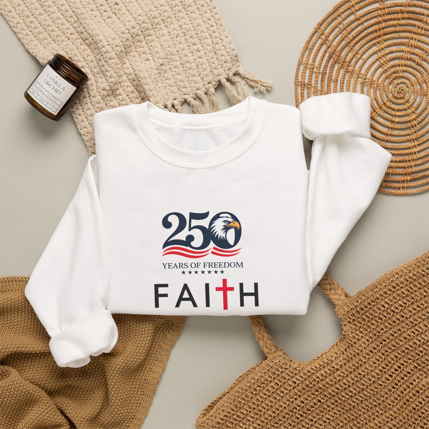 Faith Hope Love Crewneck Sweatshirt — 250 Years Anniversary Faith Design
