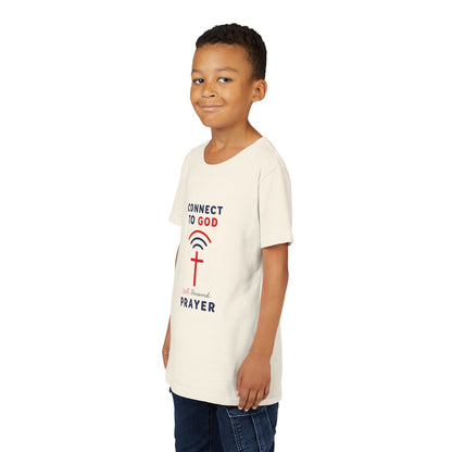 Youth Tee — "Connect to God" Prayer Wi-Fi Cross Shirt