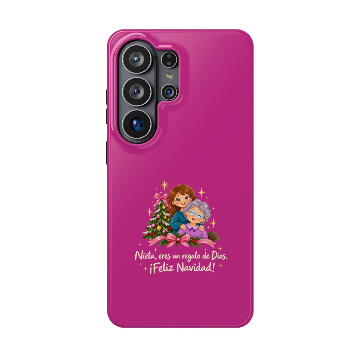 Magenta Christmas Grandma Phone Case — "Abuela, eres un regalo de Dios. ¡Feliz Navidad!" Magnetic Impact-Resistant
