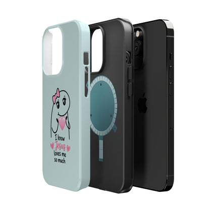 Christian Cute Heart Phone Case — "I Know Jesus Loves Me So Much" Magnetic Impact-Resistant Case