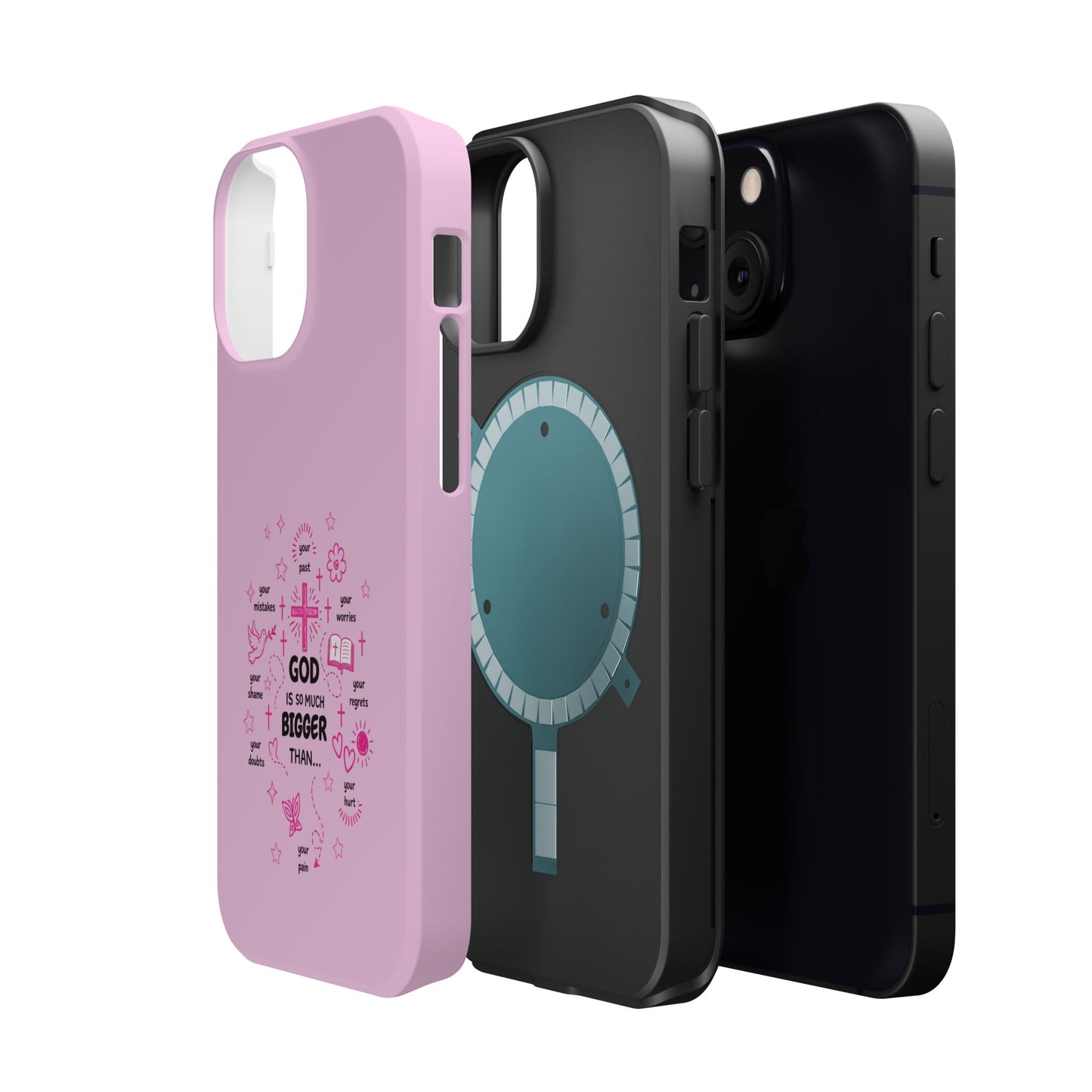 Pink Faith Phone Case — "God Is So Much Bigger Than..." Magnetic Impact-Resistant Case