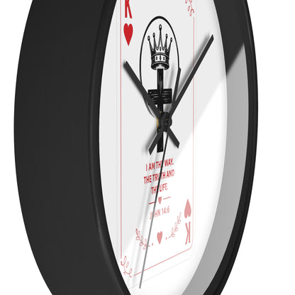 King of Hearts Christian Wall Clock — John 14:6 Playing Card Design