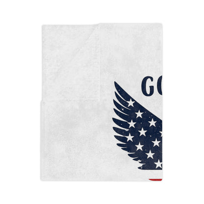 God Bless America Velveteen Blanket – Patriotic Eagle with Psalm 33:12