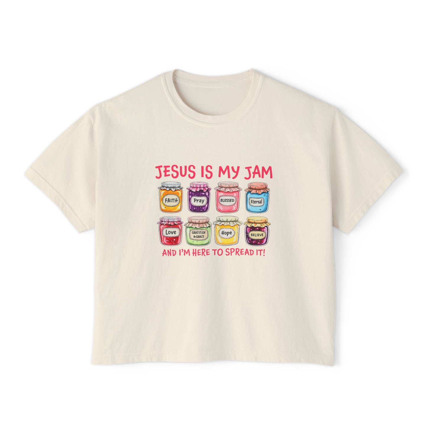 Jesus Is My Jam Women’s Boxy Tee — Cute Christian Faith Graphic Shirt
