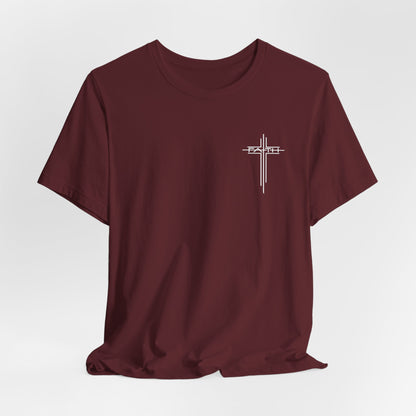 Christian Cross T‑Shirt — Subtle Back Cross Graphic Religious Tee