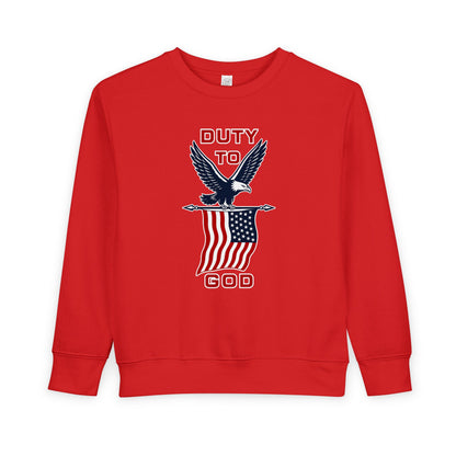 Toddler Sweatshirt - 'Duty to God' Patriotic Eagle & Flag