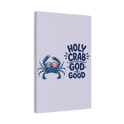 Patriotic Crab Canvas — "Holy Crab God Is Good" Wall Art