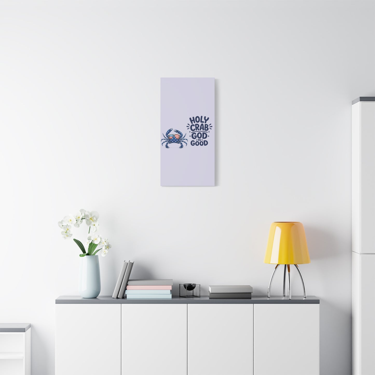 Patriotic Crab Canvas — "Holy Crab God Is Good" Wall Art