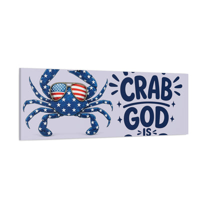 Patriotic Crab Canvas — "Holy Crab God Is Good" Wall Art