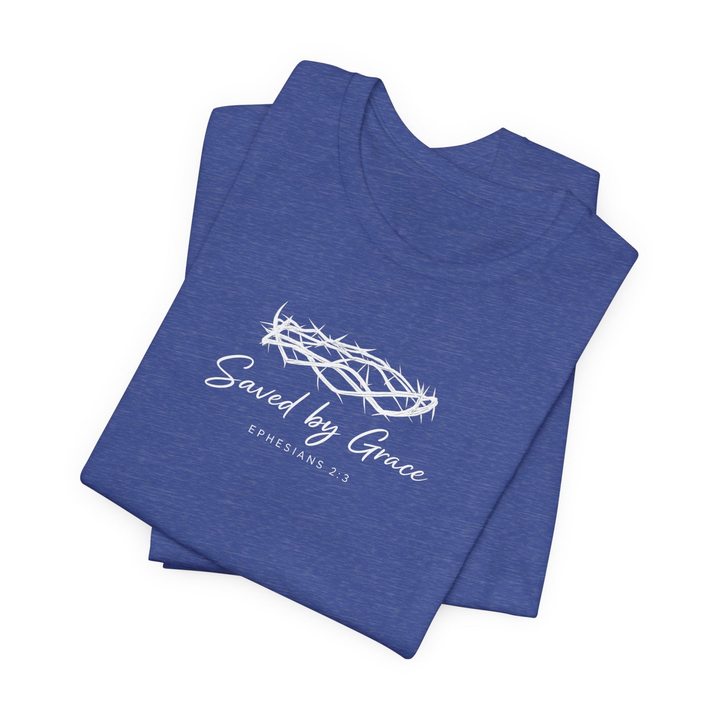 Faith Over Fear T-Shirt — "Saved by Grace" Christian Tee (Heart & Crown)
