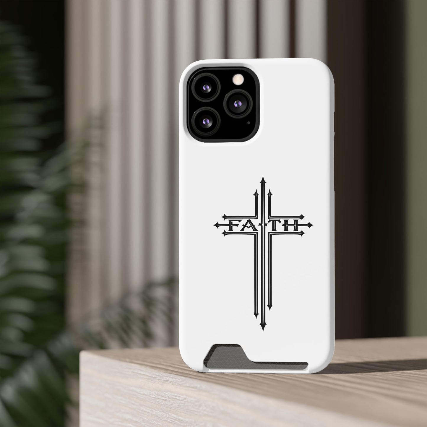 Faith Cross Phone Case with Card Holder — Slim Protective Wallet Case