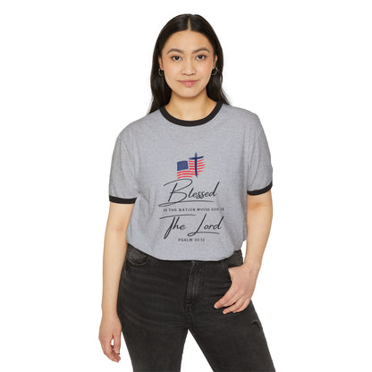 America 250 Blessed Unisex Cotton Ringer T-Shirt