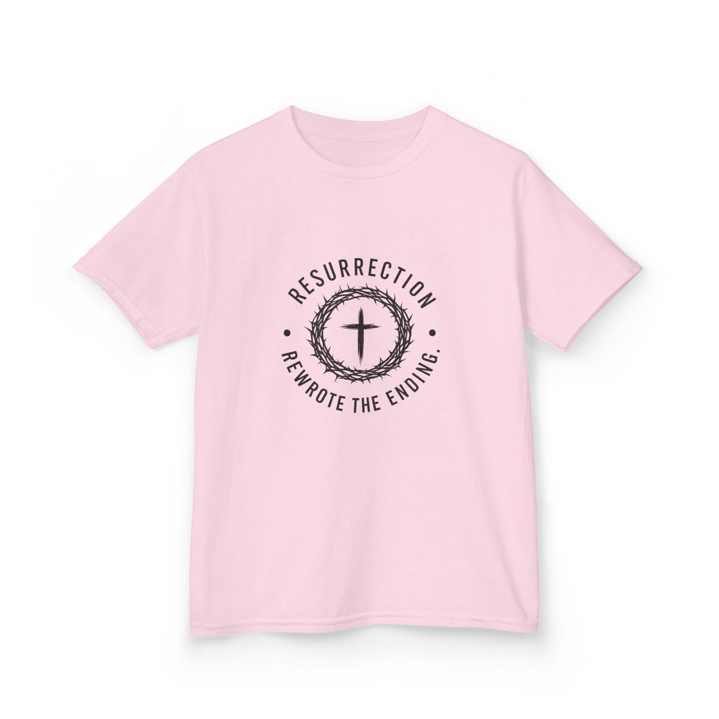 UNISEX KIDS Tee — 'Resurrection: He Wrote the Ending' Cross Graphic