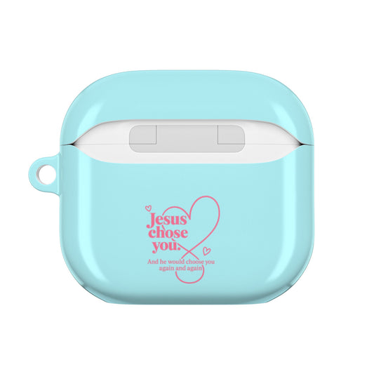 God’s Child AirPod Case – Blue "XOXO" & "Jesus Chose You" Christian Protective Cover