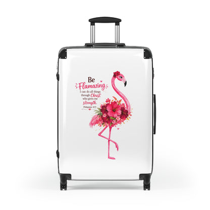 Flamingo Christian Carry-On Suitcase – "Be Flamingo: I can do all things through Christ..." Inspirational Luggage