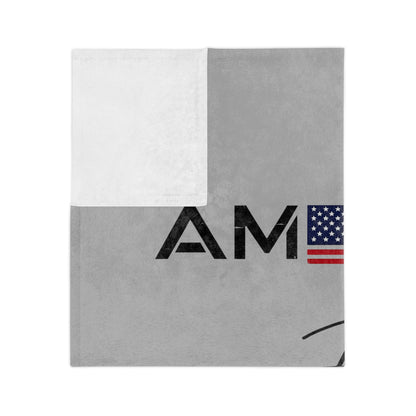 America Blessed Blanket - Velveteen Microfiber Throw with Psalm 33:12 Patriotic Faith Design
