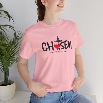 Chosen Cross Heart T-Shirt — Christian Faith Tee (1 Peter 2)