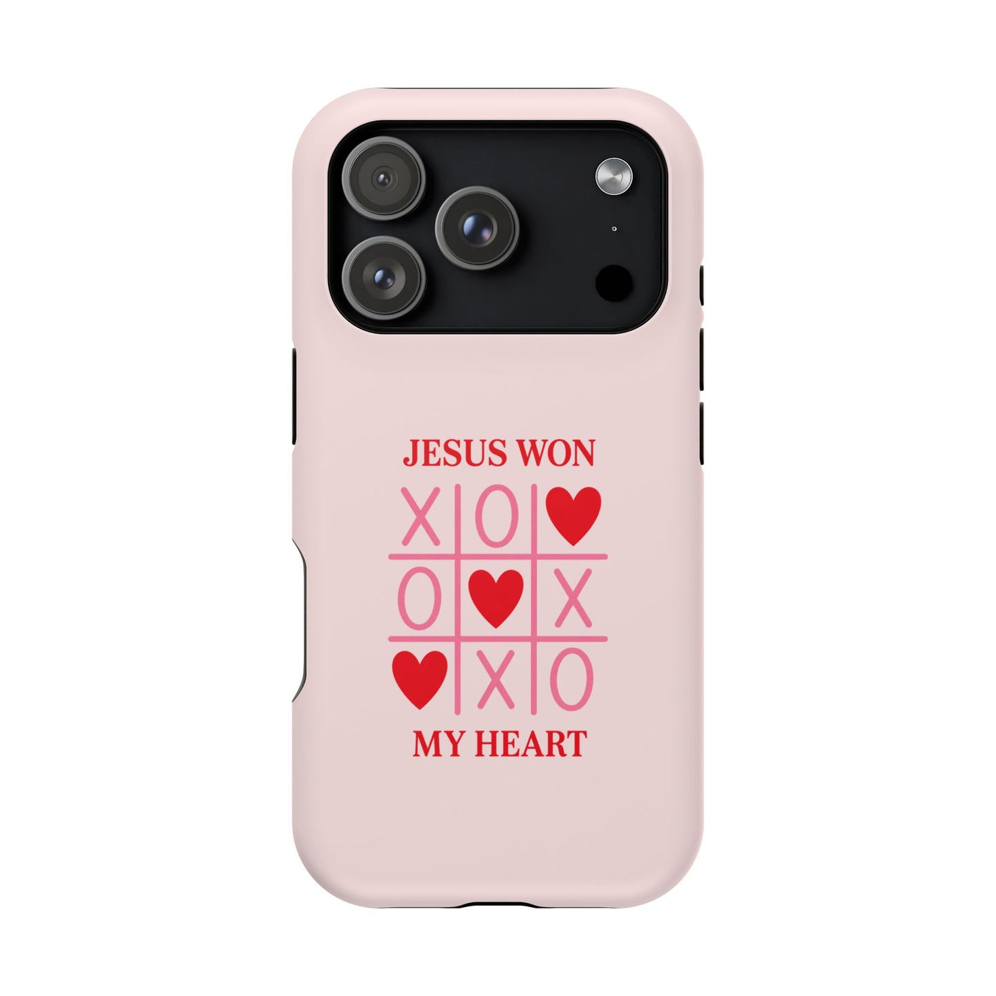 iPhone Case — "Jesus Won My Heart" Pink Magnetic Impact-Resistant Phone Case