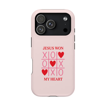 iPhone Case — "Jesus Won My Heart" Pink Magnetic Impact-Resistant Phone Case