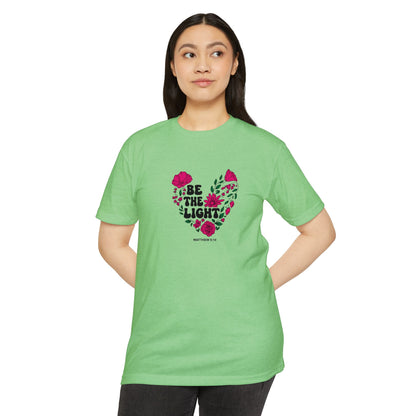 Be The Light Floral T-Shirt — Matthew 5:14 Inspirational Tee
