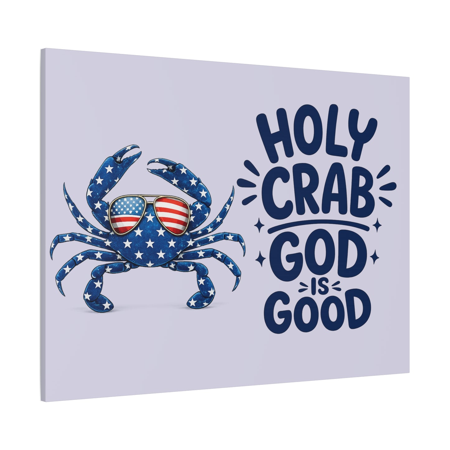 Patriotic Crab Canvas — "Holy Crab God Is Good" Wall Art