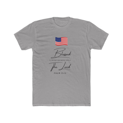 Blessed by the Lord American Flag T-Shirt — Psalm 55:12 Patriotic Christian Tee
