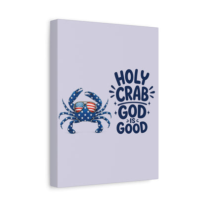 Patriotic Crab Canvas — "Holy Crab God Is Good" Wall Art