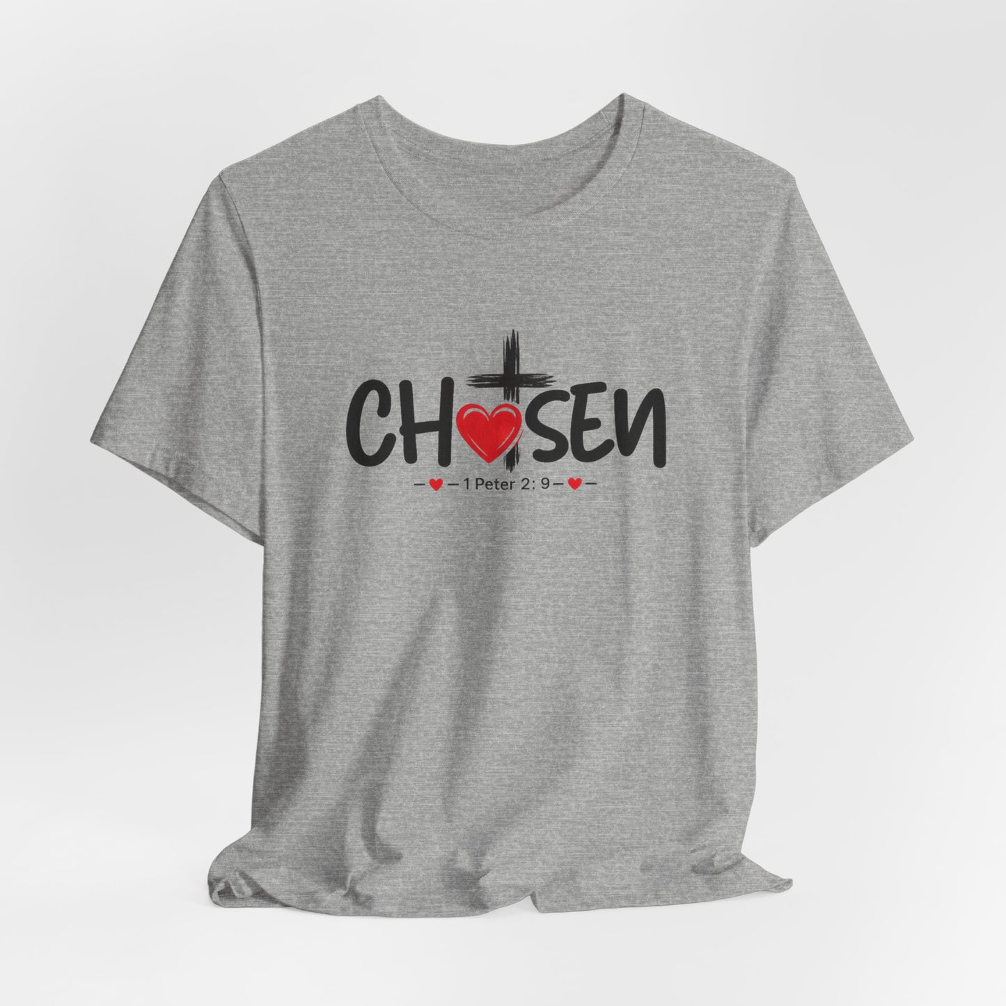 Chosen Cross Heart T-Shirt — Christian Faith Tee (1 Peter 2)